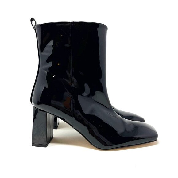 Good American Black Patent Leather Boots Size  Square Toe  NEW NIB - Picture 4 of 11